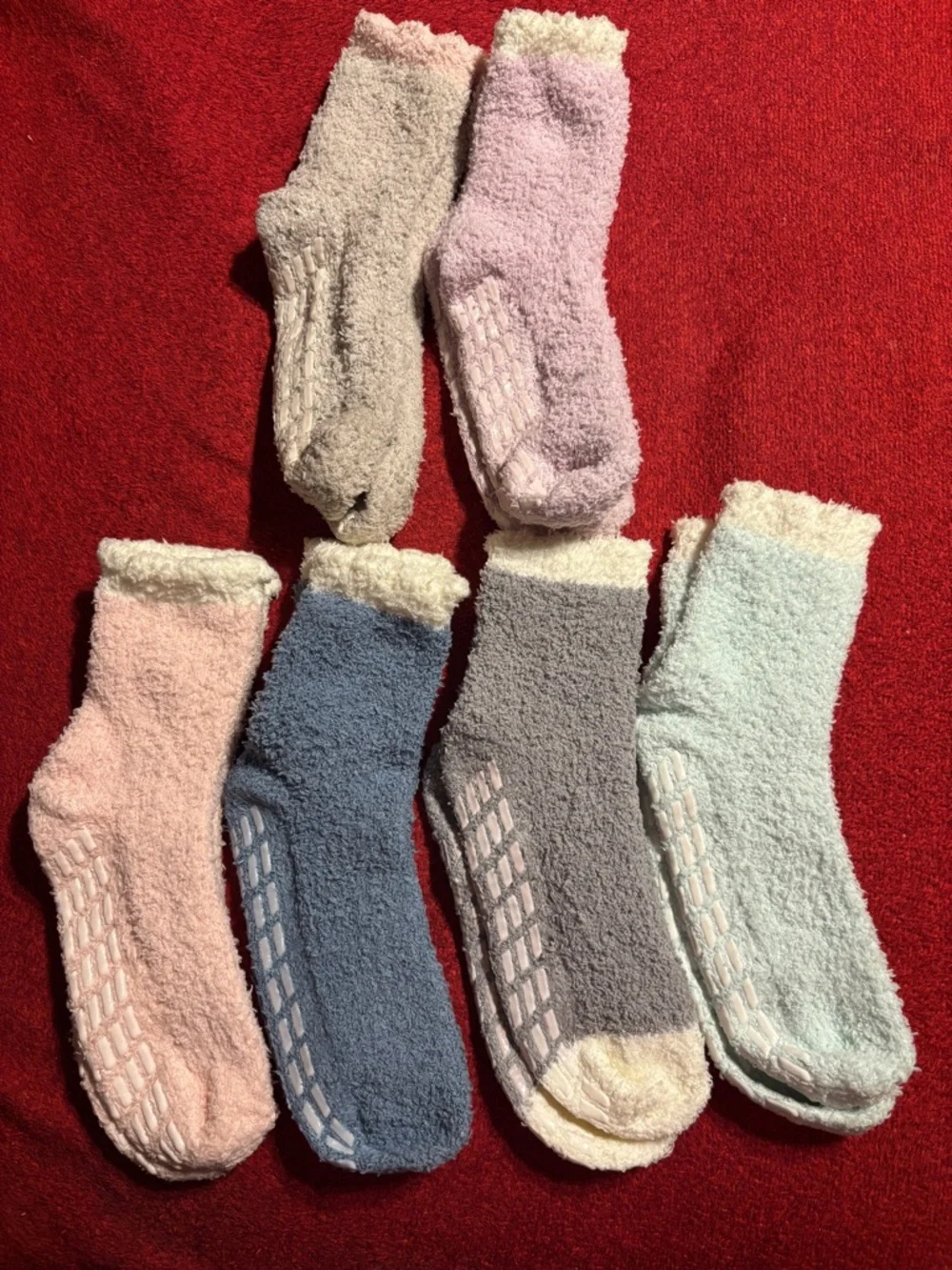 Cozy Fuzzy Non-Slip Lounge Socks - Pastel Mix women’s size 6-9